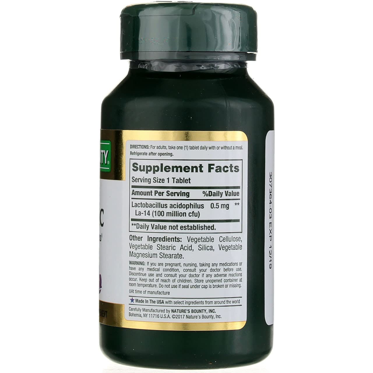 Foto 4 pulgar | Suplemento Nature's Bounty Probiotic Acidophilus 120 Comprimidos - Venta Internacional.