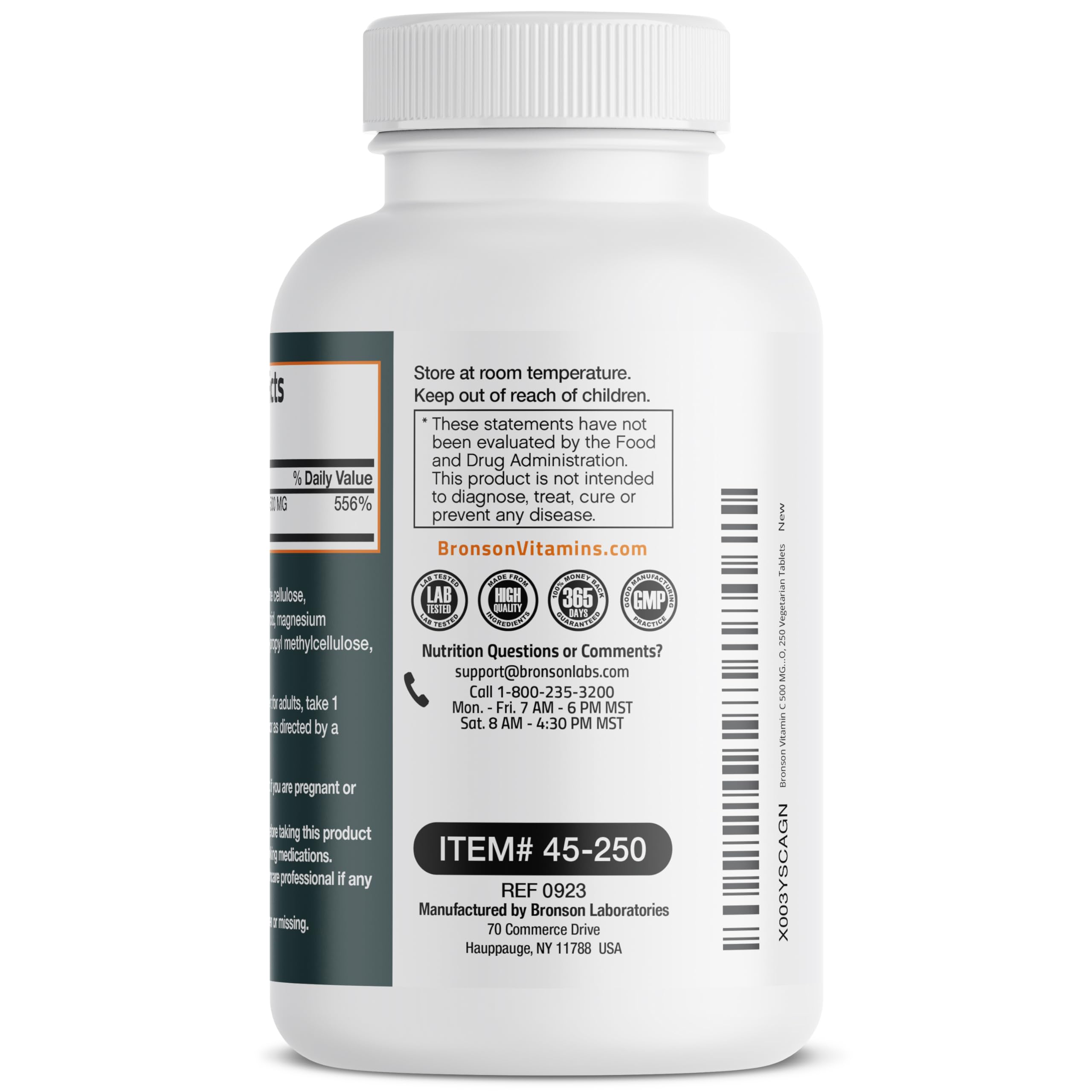Foto 6 pulgar | Suplemento Bronson De Vitamina C 500 Mg 250 Comprimidos - Venta Internacional.