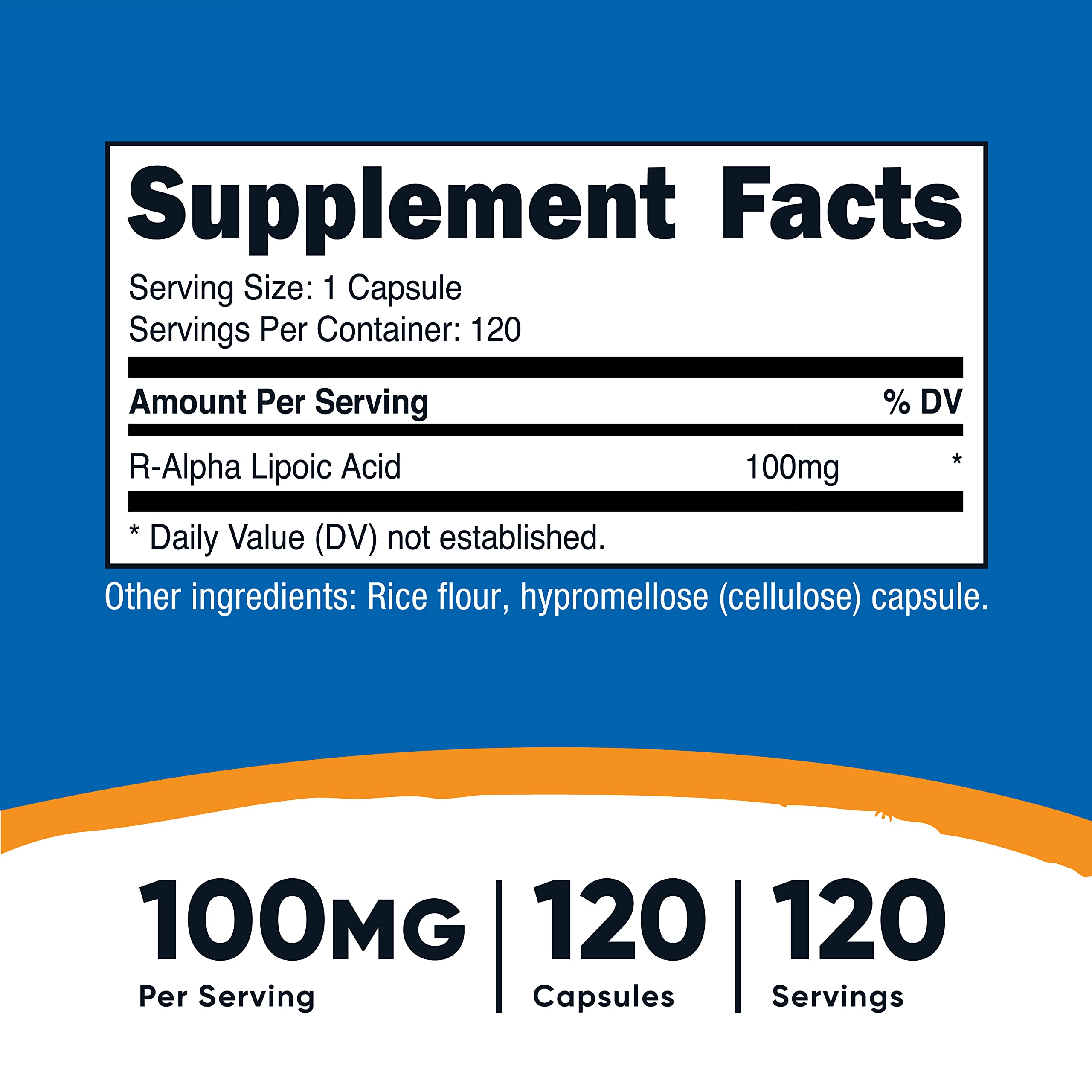 Foto 2 | Suplemento Nutricost De Ácido R-alfa Lipoico 100 Mg 120 Cápsulas - Venta Internacional.
