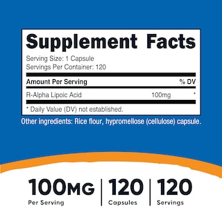 Foto 2 | Suplemento Nutricost De Ácido R-alfa Lipoico 100 Mg 120 Cápsulas - Venta Internacional.