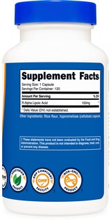 Foto 5 | Suplemento Nutricost De Ácido R-alfa Lipoico 100 Mg 120 Cápsulas - Venta Internacional.