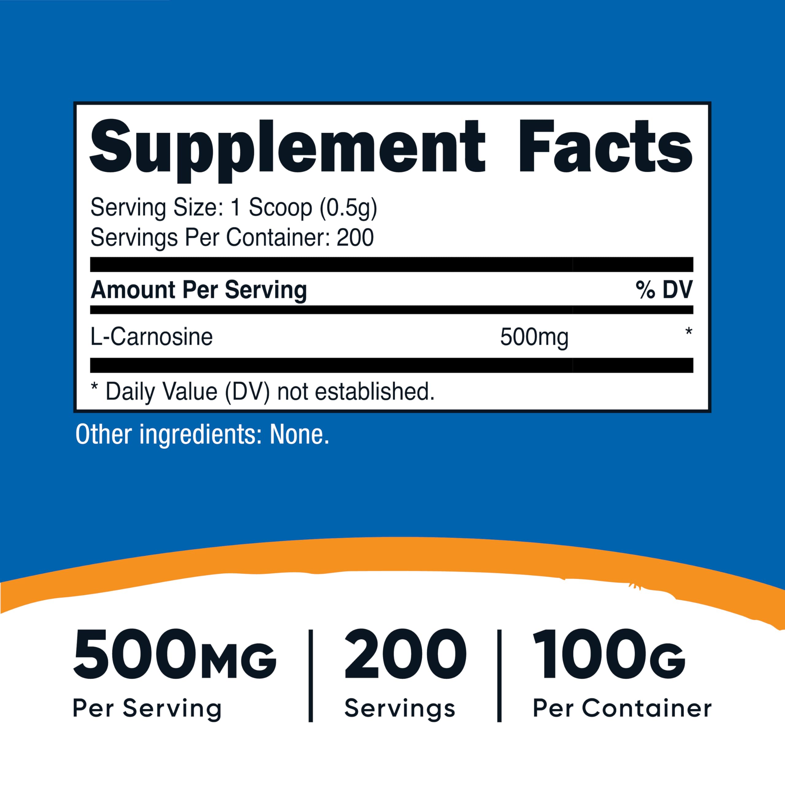 Foto 3 pulgar | Polvo de L-Carnosina Nutricost 100g sin OGM - Venta Internacional