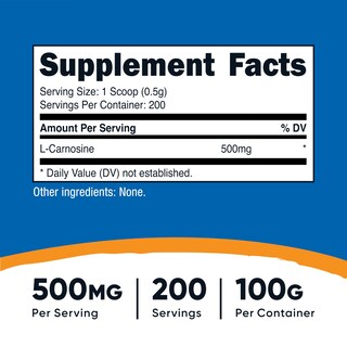 Foto 2 | Polvo de L-Carnosina Nutricost 100g sin OGM - Venta Internacional