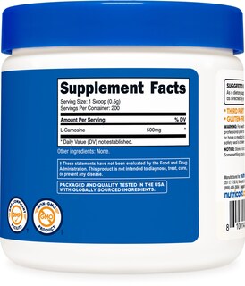 Foto 5 | Polvo de L-Carnosina Nutricost 100g sin OGM - Venta Internacional