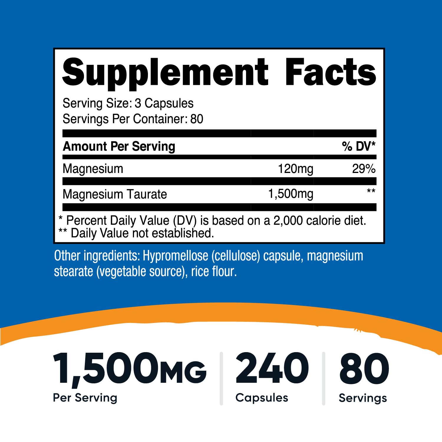 Foto 3 pulgar | Suplemento Nutricost De Taurato De Magnesio 1500 Mg 240 Cápsulas - Venta Internacional.