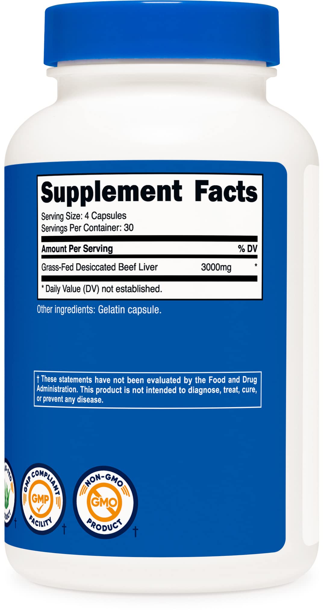 Foto 6 pulgar | Suplemento Nutricost De Hígado De Res Desecado 3000 Mg 120 Cápsulas - Venta Internacional.