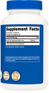 Foto 5 | Suplemento Nutricost De Hígado De Res Desecado 3000 Mg 120 Cápsulas - Venta Internacional.