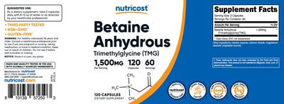 Foto 6 | Suplemento Nutricost Betaína Anhidra 1500 Mg 120 Cápsulas - Venta Internacional.