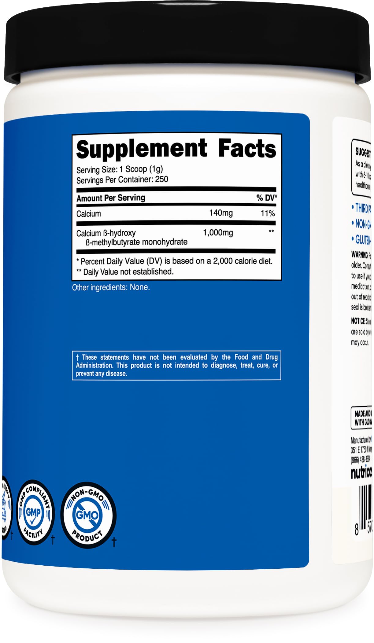Foto 6 pulgar | Suplemento Nutricost Hmb En Polvo 250 G Con 1000 Mg Por Porción - Venta Internacional.