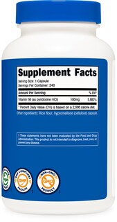 Foto 5 | Suplemento Nutricost De Vitamina B6 (piridoxina Hcl) 100 Mg 240 Cápsulas - Venta Internacional.