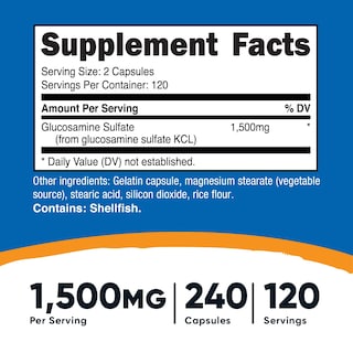 Foto 2 | Suplemento Nutricost Sulfato De Glucosamina 750 Mg 240 Cápsulas - Venta Internacional.