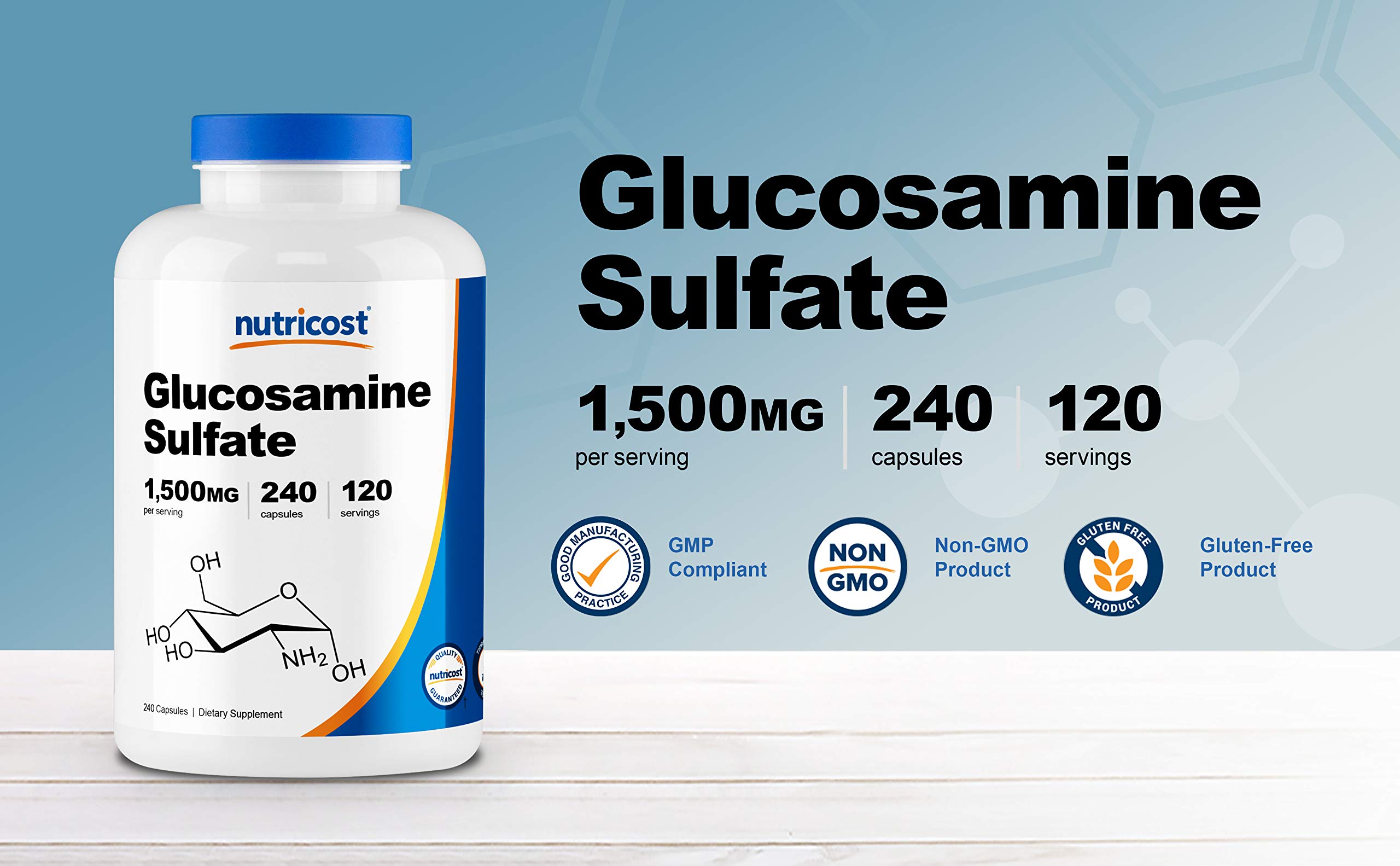Foto 4 | Suplemento Nutricost Sulfato De Glucosamina 750 Mg 240 Cápsulas - Venta Internacional.