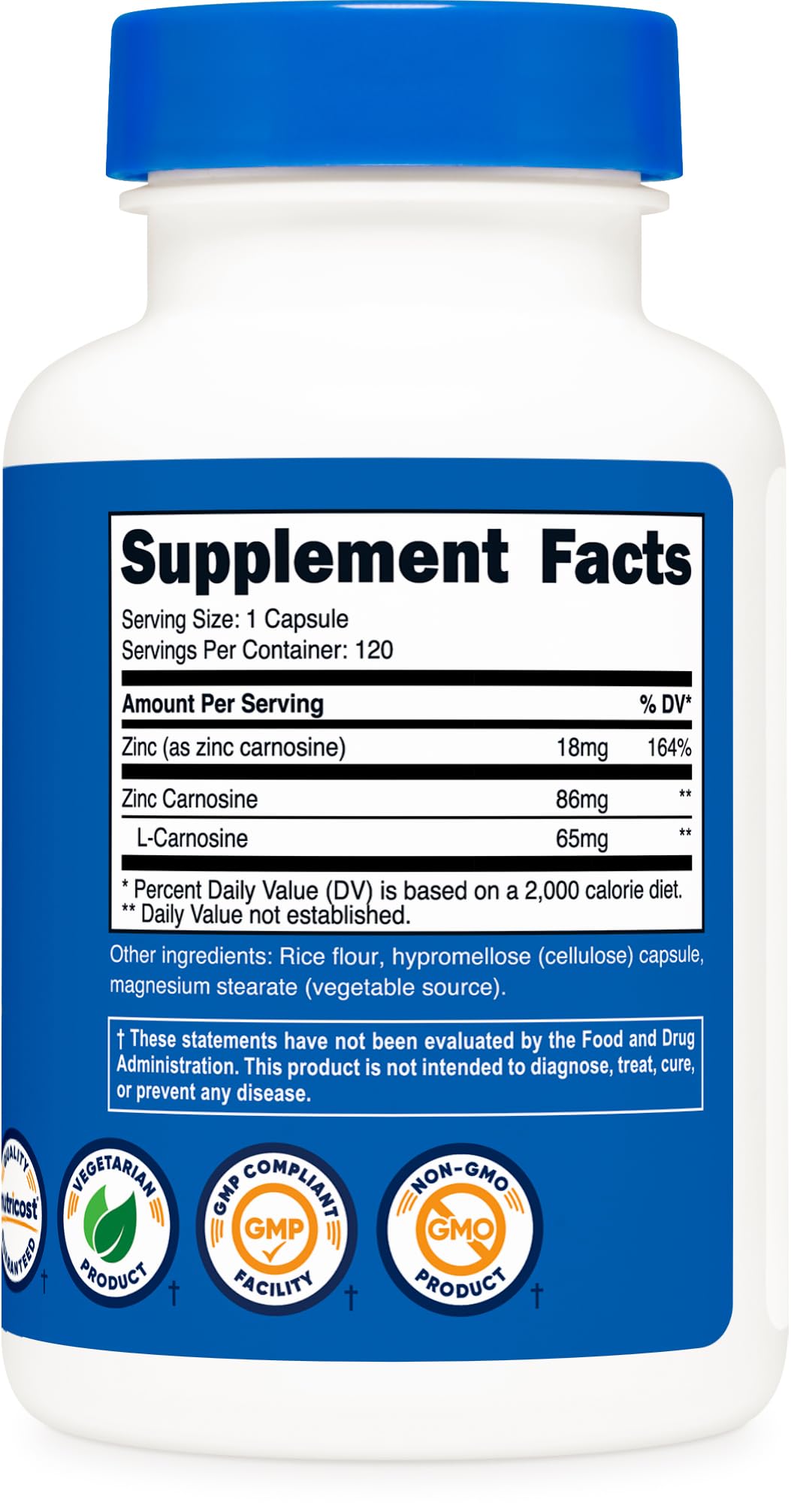 Foto 6 pulgar | Suplemento Nutricost, Zinc Y Carnosina, 86 Mg, 120 Cápsulas - Venta Internacional.