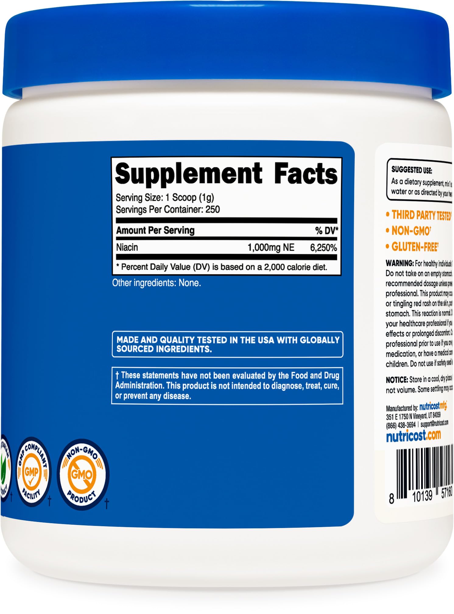 Foto 5 | Suplemento Nutricost De Niacina Y Vitamina B3 En Polvo, 250 G - Venta Internacional.