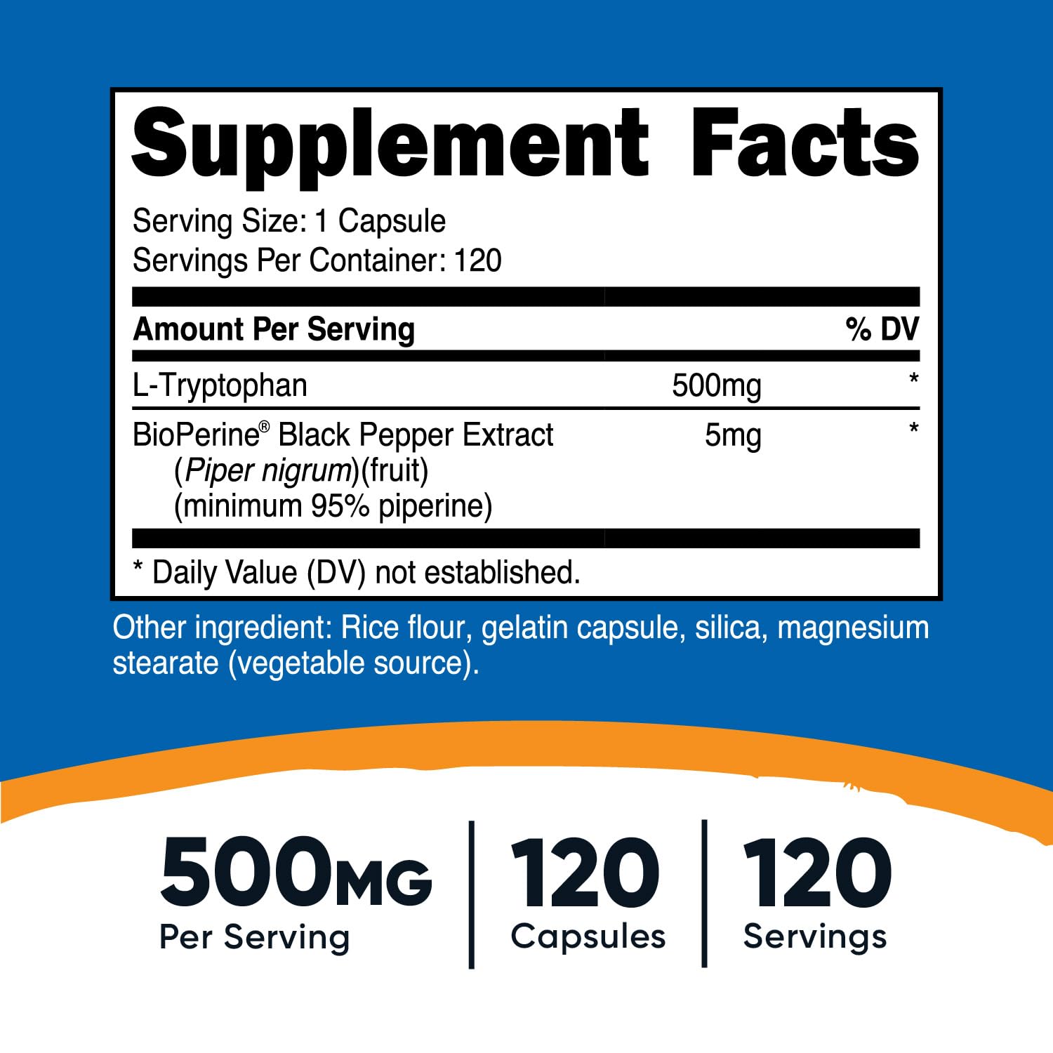 Foto 3 pulgar | Suplemento Nutricost L-triptófano 500 Mg 120 Cápsulas - Venta Internacional.