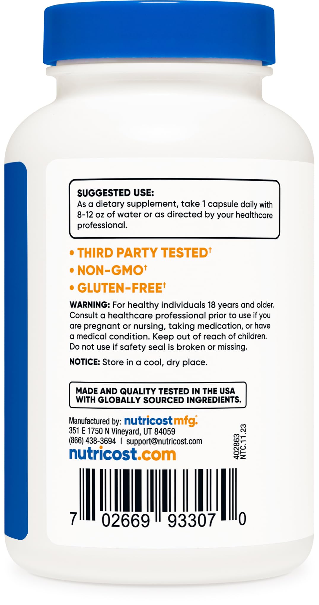 Foto 5 pulgar | Suplemento Nutricost L-triptófano 500 Mg 120 Cápsulas - Venta Internacional.