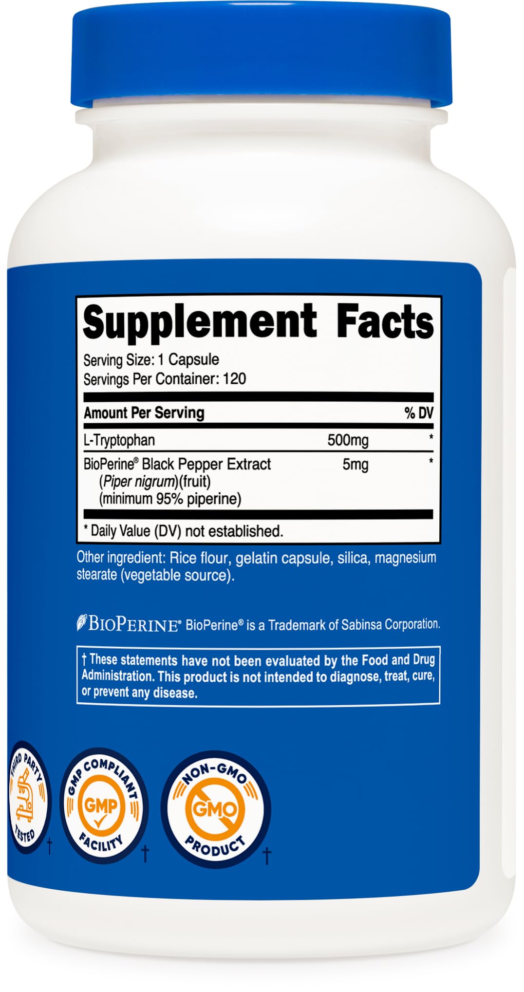 Foto 6 pulgar | Suplemento Nutricost L-triptófano 500 Mg 120 Cápsulas - Venta Internacional.