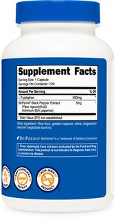 Foto 5 | Suplemento Nutricost L-triptófano 500 Mg 120 Cápsulas - Venta Internacional.