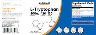 Foto 6 | Suplemento Nutricost L-triptófano 500 Mg 120 Cápsulas - Venta Internacional.