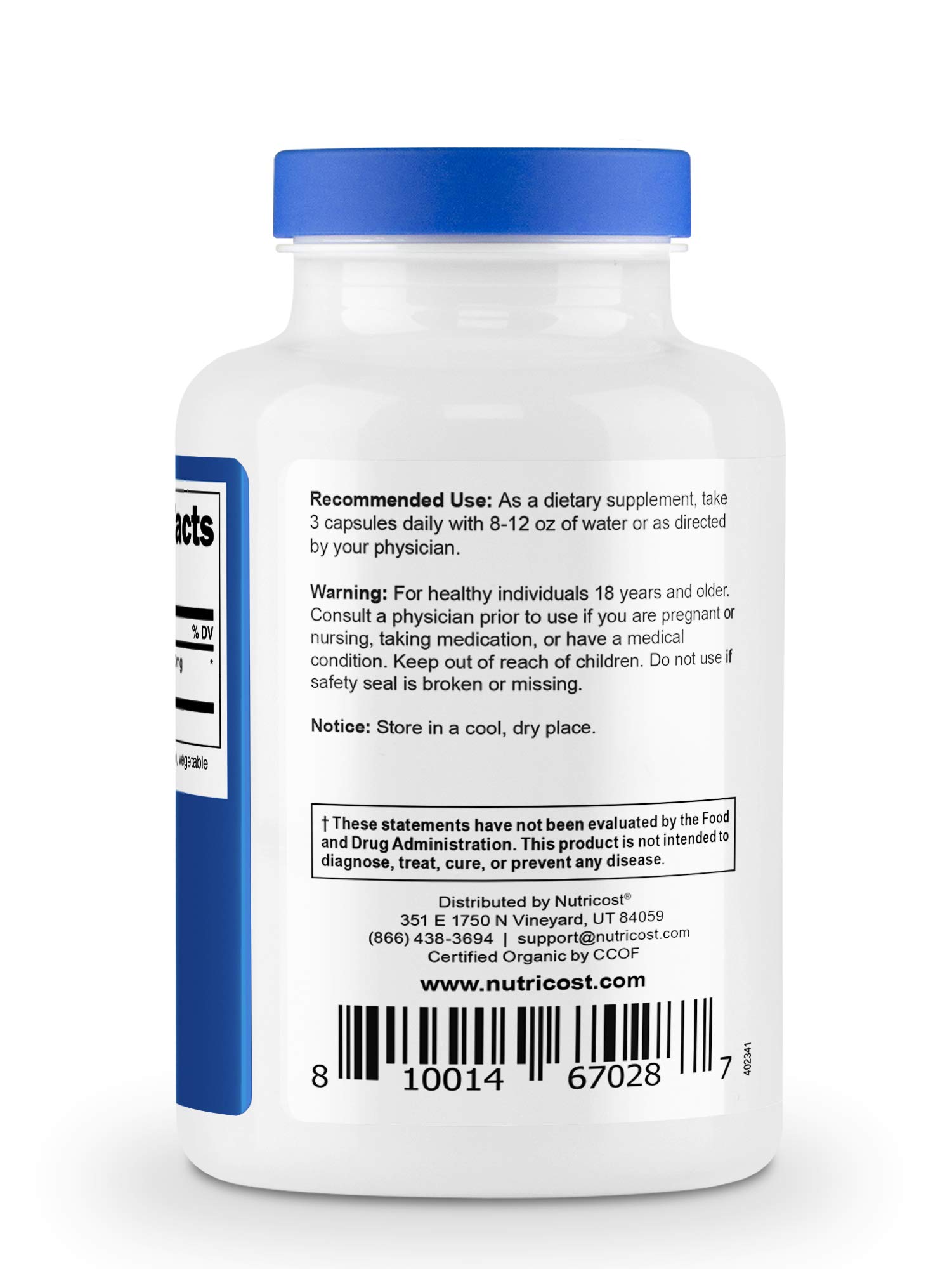 Foto 5 pulgar | Suplemento Nutricost Lion's Mane Mushroom 1650 Mg 90 Cápsulas - Venta Internacional.