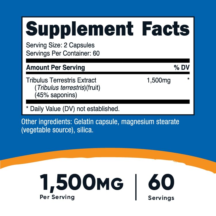 Foto 3 pulgar | Suplemento Nutricost Extracto De Tribulus Terrestris 1500 Mg 120 Cápsulas - Venta Internacional.