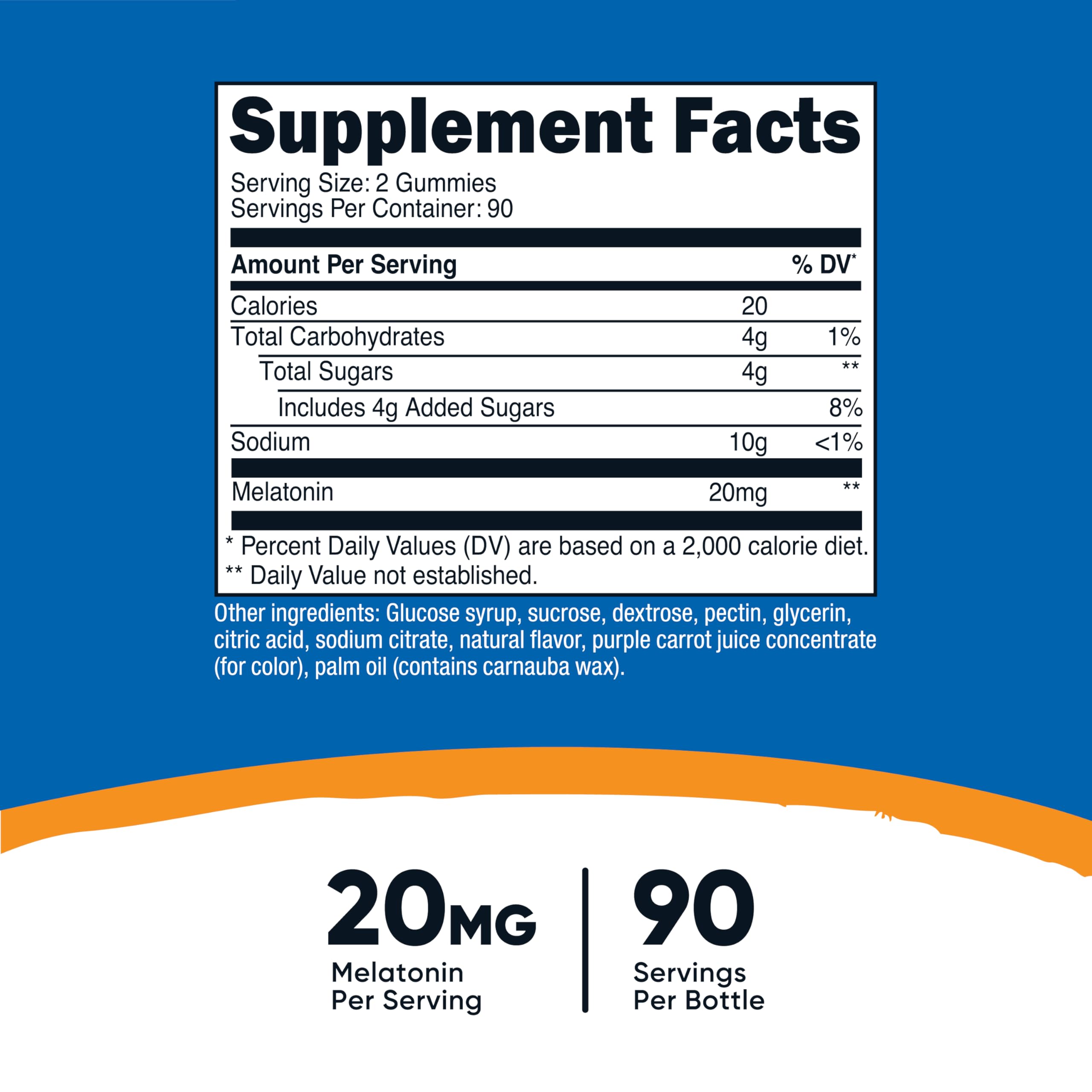 Foto 2 | Gomitas De Melatonina Nutricost 20 Mg/porción 180 Gomitas - Venta Internacional.