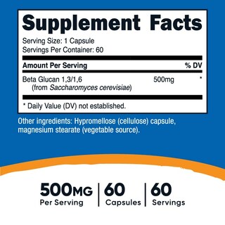 Foto 2 | Suplemento Nutricost Beta Glucano 500 Mg D-glucano 60 Cápsulas - Venta Internacional