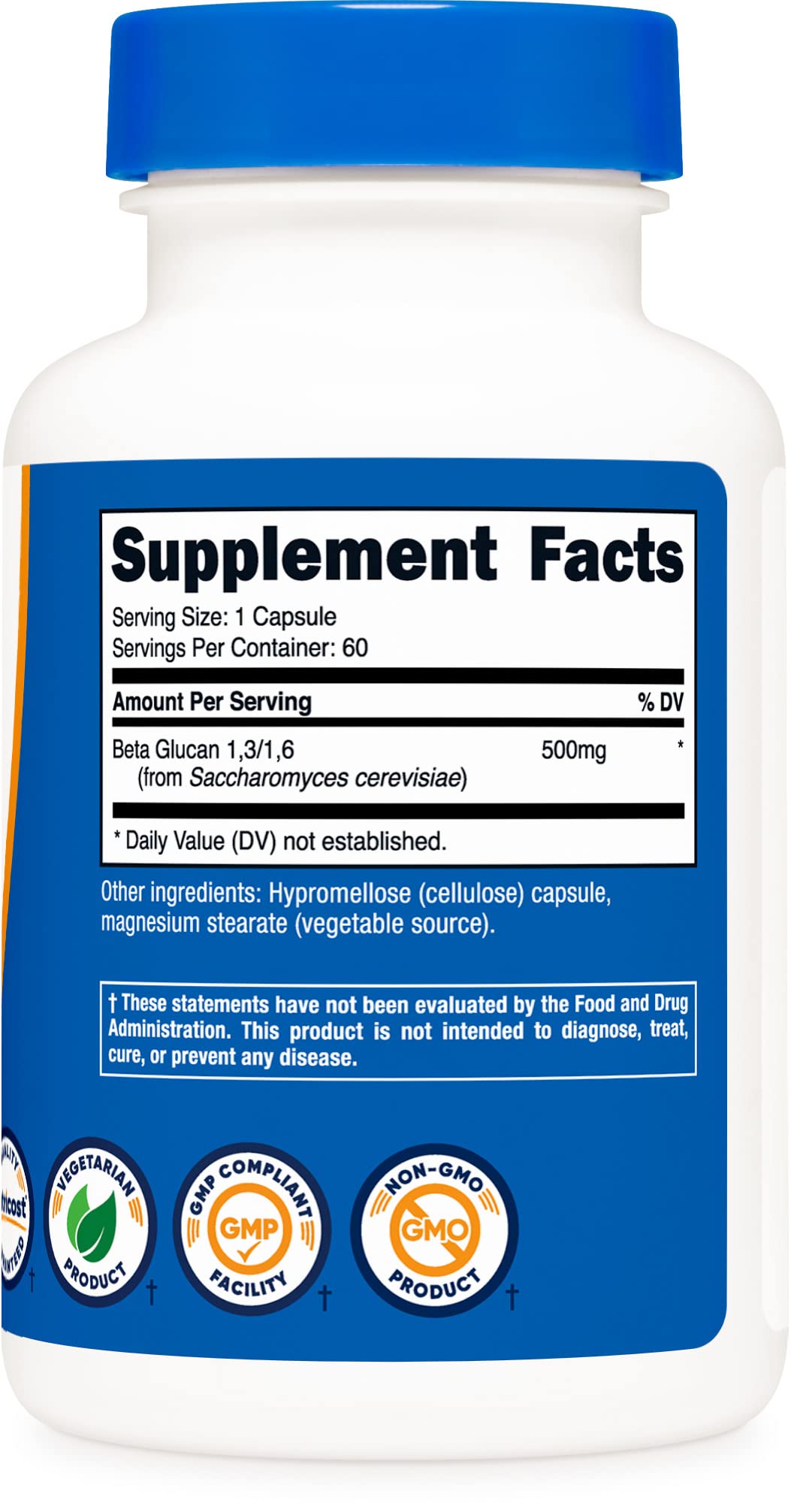 Foto 5 pulgar | Suplemento Nutricost Beta Glucano 500 Mg D-glucano 60 Cápsulas - Venta Internacional