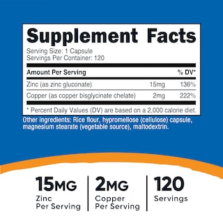 Foto 2 | Suplemento Nutricost, Cápsulas De Zinc Y Cobre, 120 Porciones - Venta Internacional.