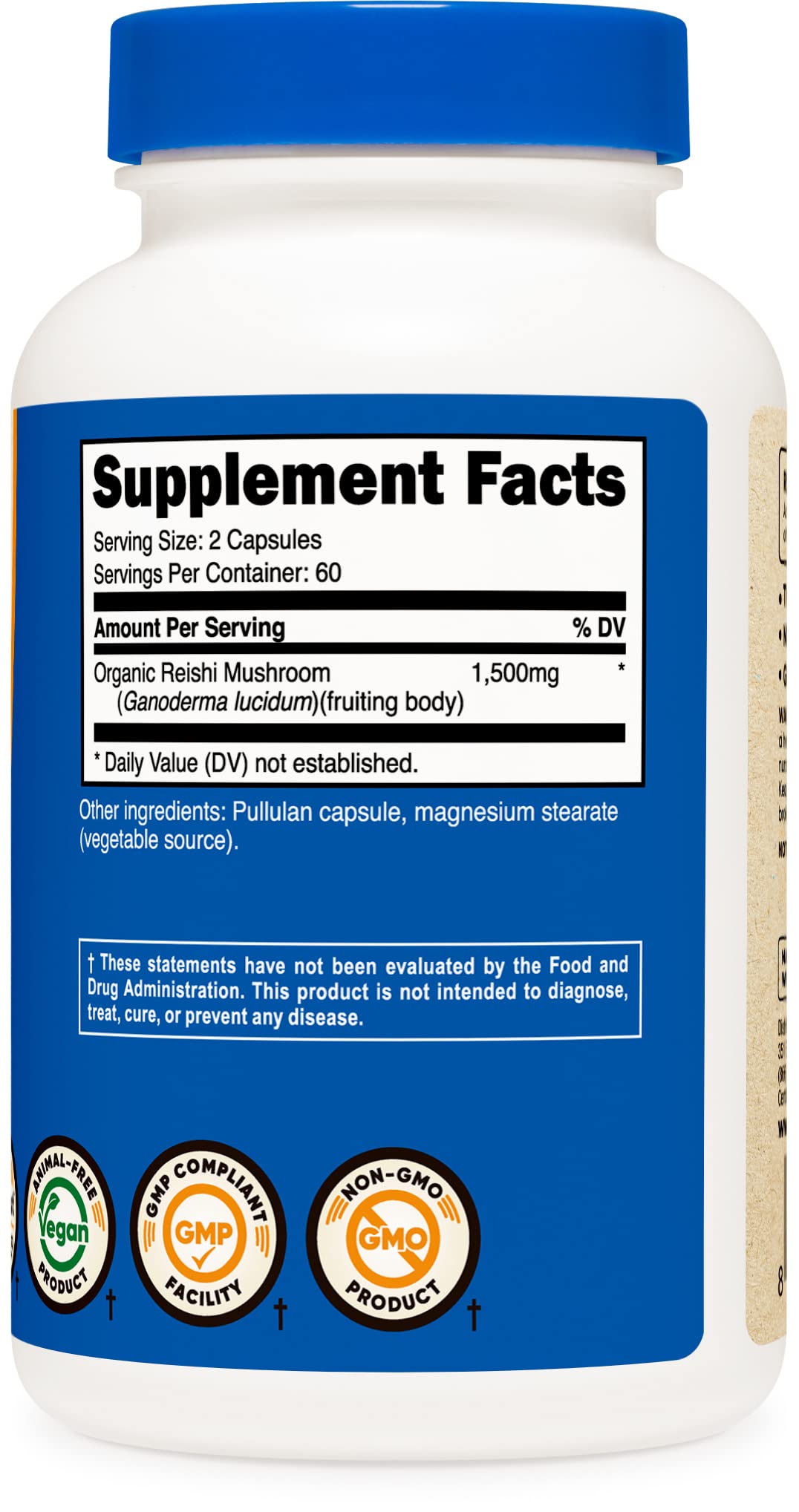 Foto 5 pulgar | Suplemento Nutricost Cápsulas De Hongos Reishi 1500 Mg 120 Unidades - Venta Internacional