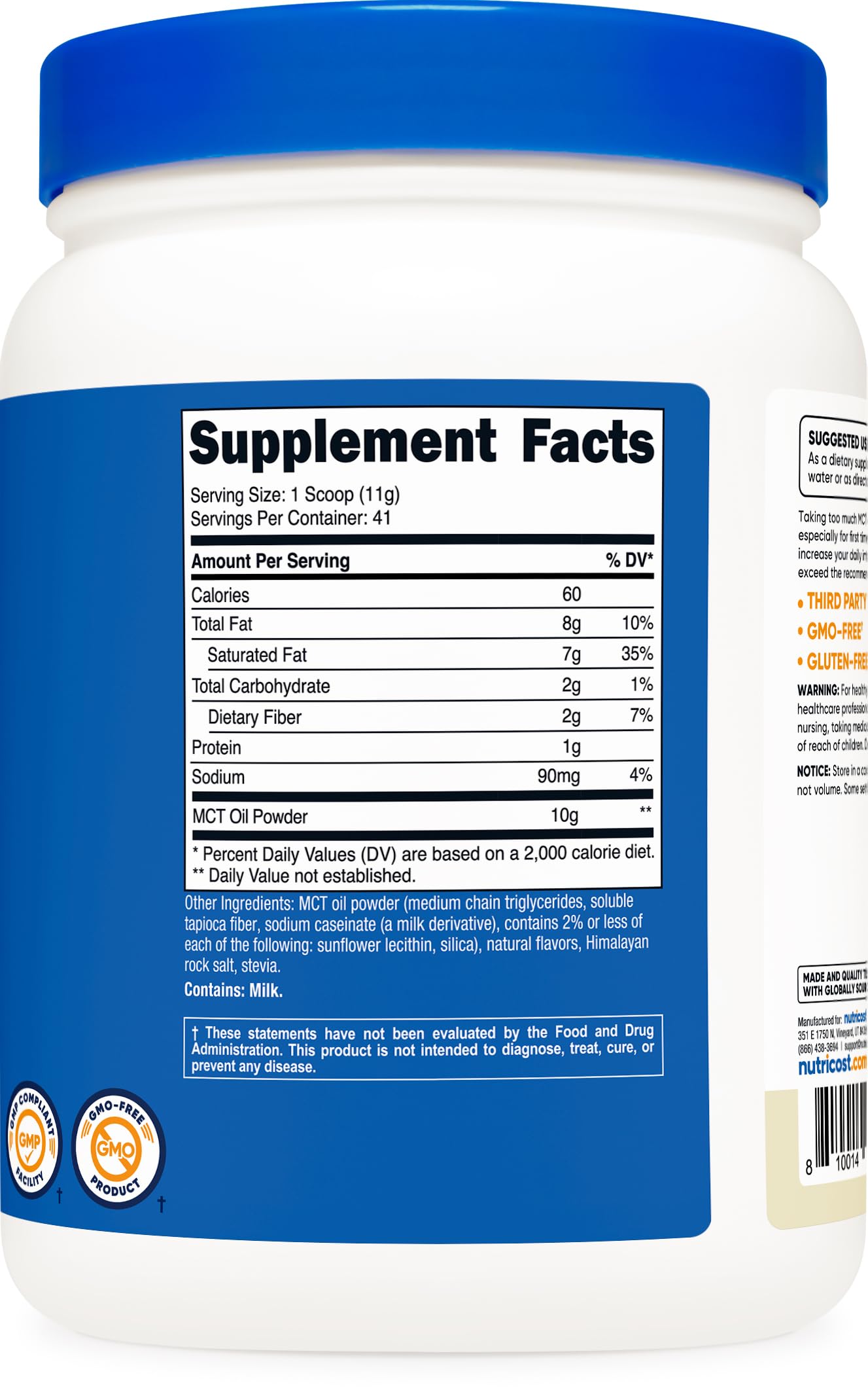 Foto 5 | Aceite Mct En Polvo Nutricost Premium, 454 G, Sabor Vainilla, Cetogénico - Venta Internacional.