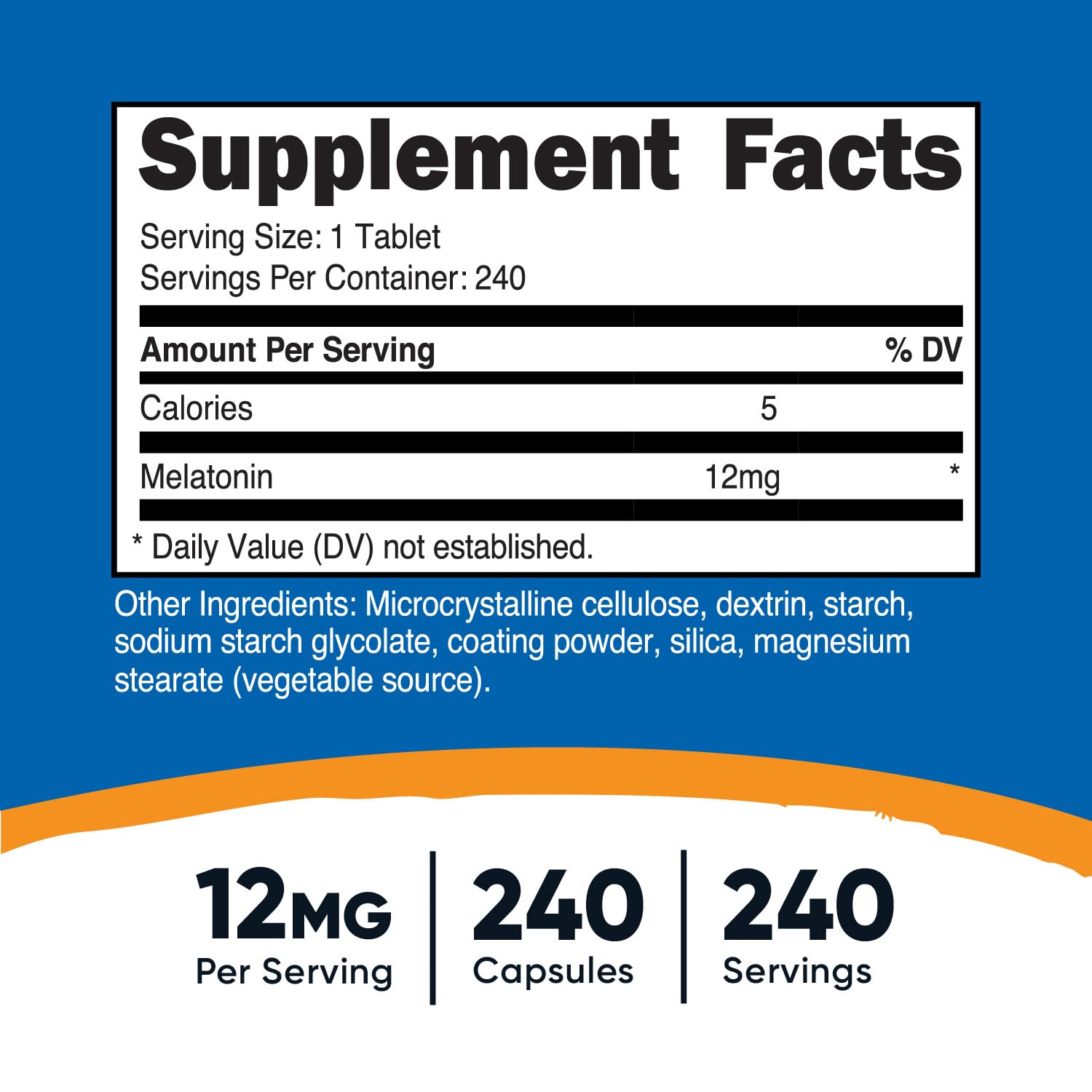 Foto 3 pulgar | Suplemento Nutricost Melatonin 12 Mg 240 Comprimidos Sin Ogm - Venta Internacional.
