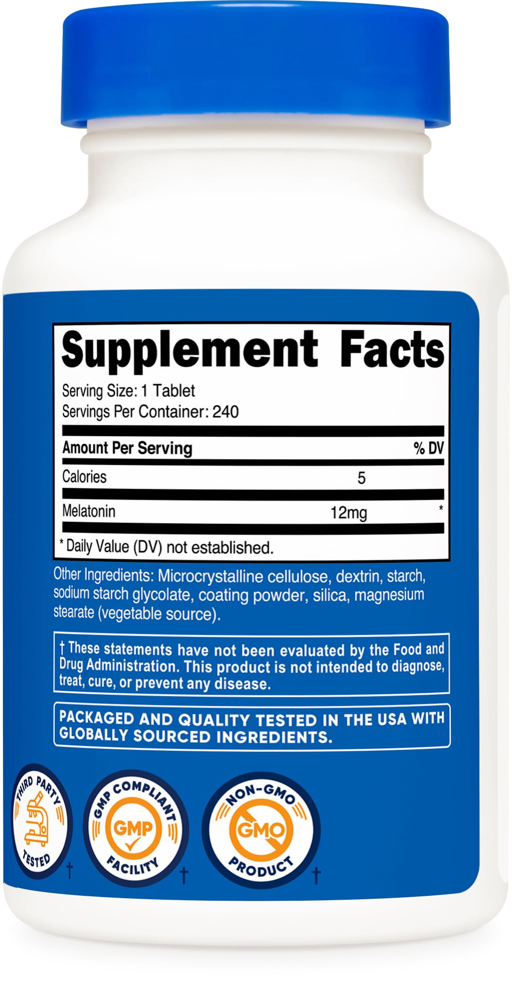Foto 6 pulgar | Suplemento Nutricost Melatonin 12 Mg 240 Comprimidos Sin Ogm - Venta Internacional.