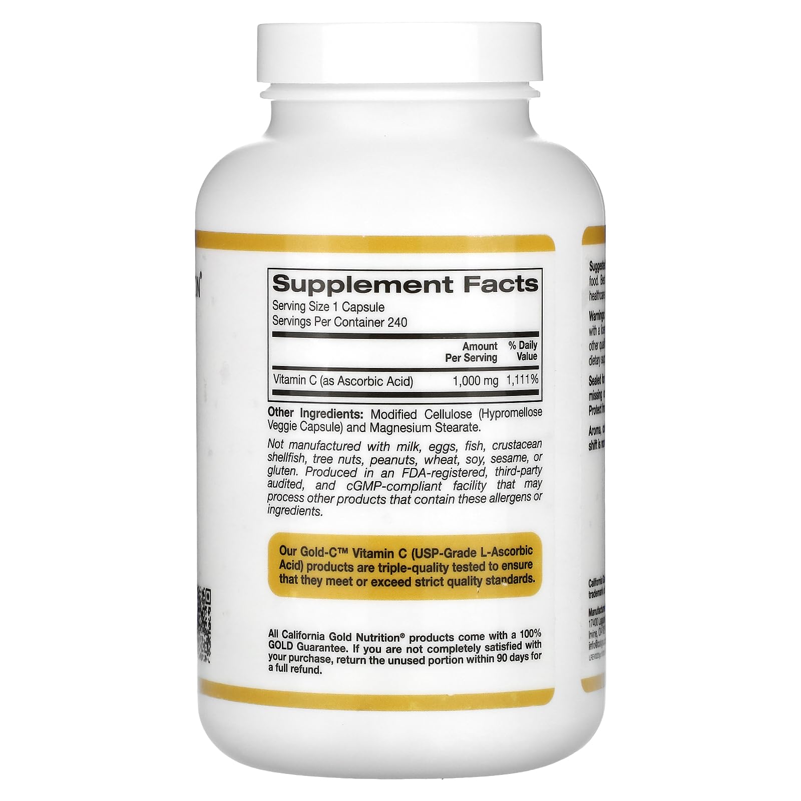 Foto 3 pulgar | Suplemento De Vitamina C California Gold Nutrition 1000 Mg 240 Cápsulas - Venta Internacional.