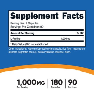 Foto 2 | Suplemento Nutricost L-prolina 1000 Mg 180 Cápsulas - Venta Internacional.