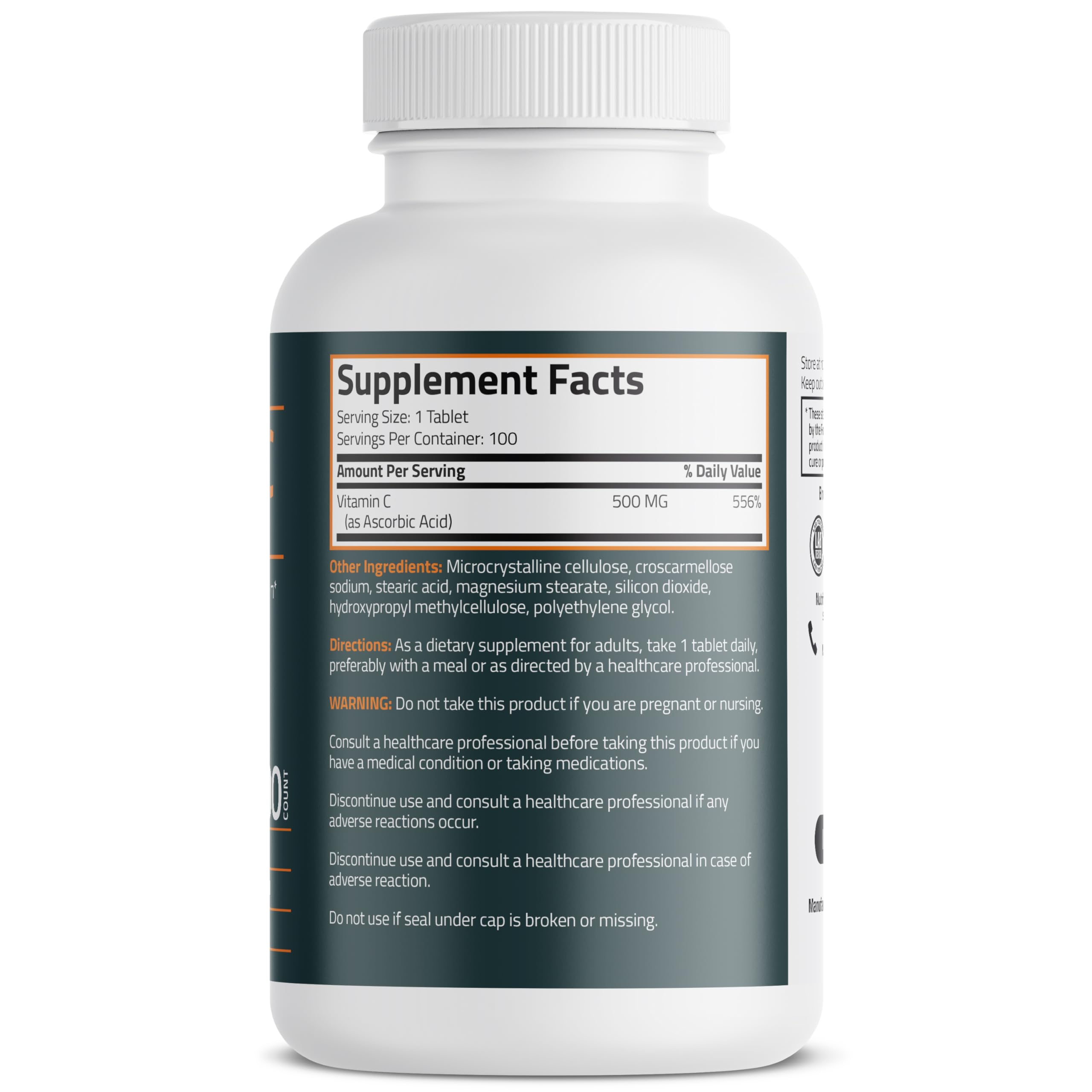 Foto 3 pulgar | Suplemento Bronson De Vitamina C 500 Mg, 100 Tabletas Vegetarianas - Venta Internacional.