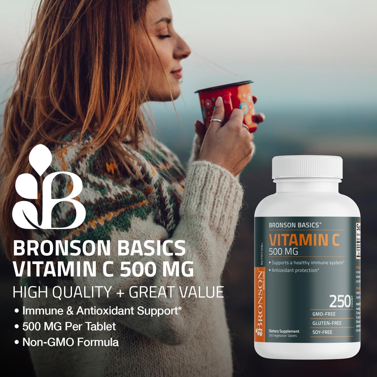 Foto 4 pulgar | Suplemento Bronson De Vitamina C 500 Mg, 100 Tabletas Vegetarianas - Venta Internacional.