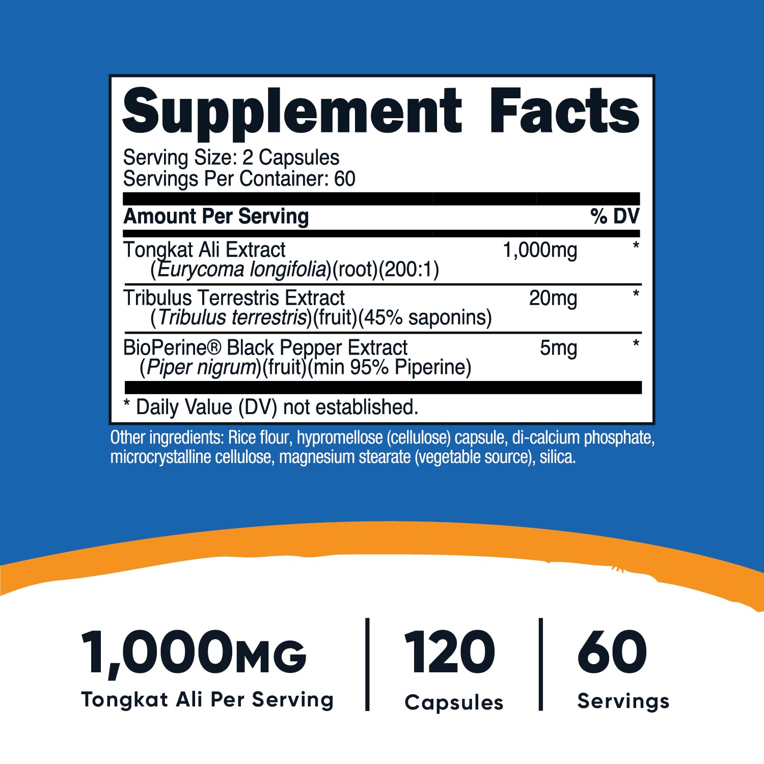 Foto 3 pulgar | Suplemento Nutricost Tongkat Ali, 1 G, 120 Cápsulas Con Tribulus - Venta Internacional.