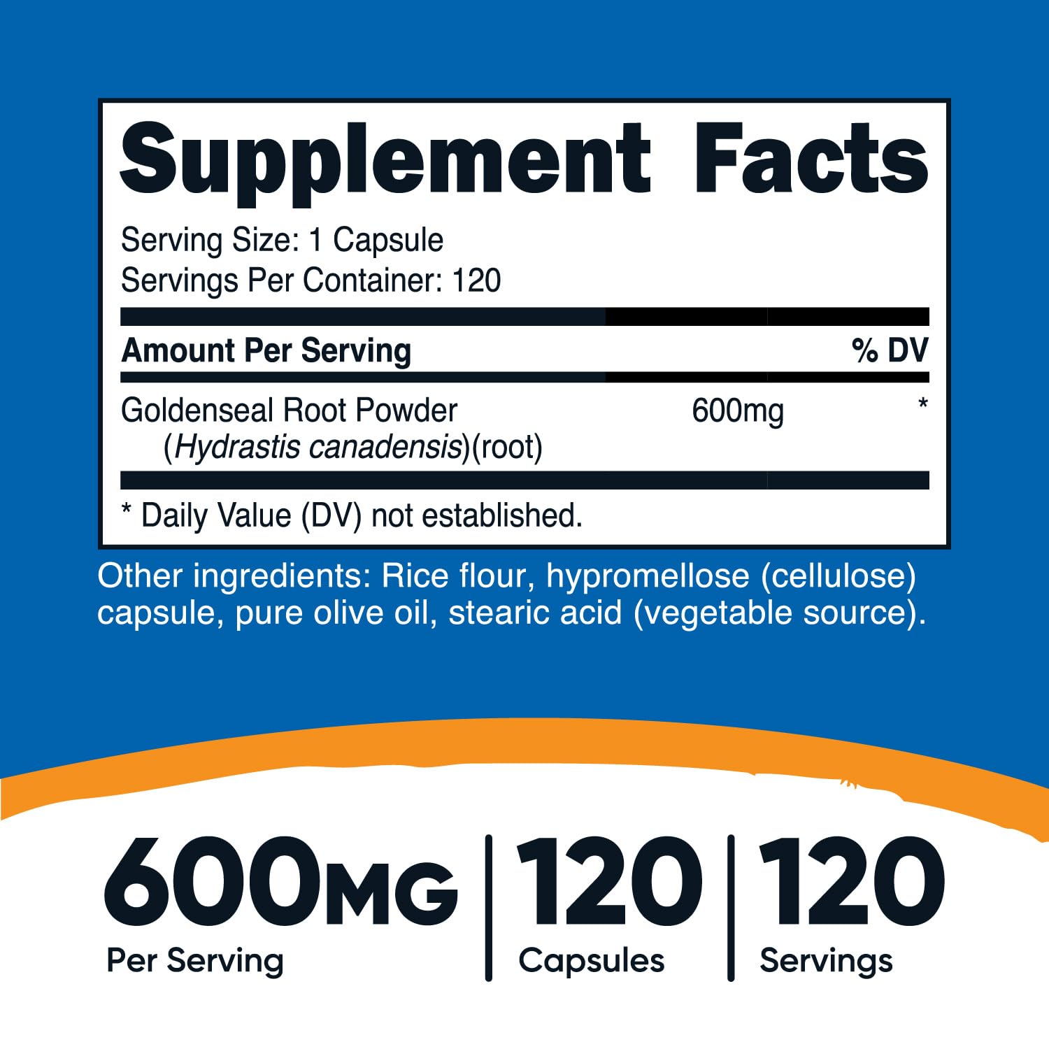 Foto 3 pulgar | Suplemento Nutricost Goldenseal Root 600 Mg 120 Cápsulas - Venta Internacional.