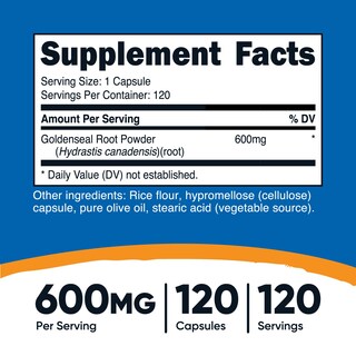 Foto 2 | Suplemento Nutricost Goldenseal Root 600 Mg 120 Cápsulas - Venta Internacional.