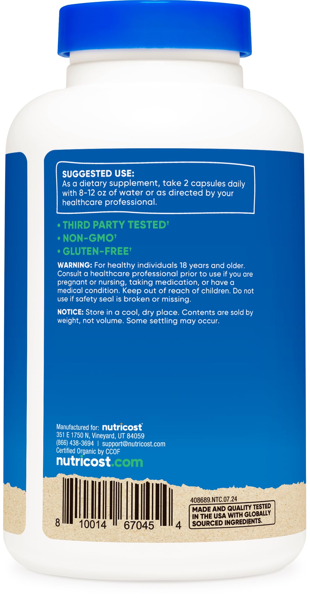Foto 4 | Suplemento Nutricost De Canela Orgánica De Ceilán 150 Cápsulas - Venta Internacional.