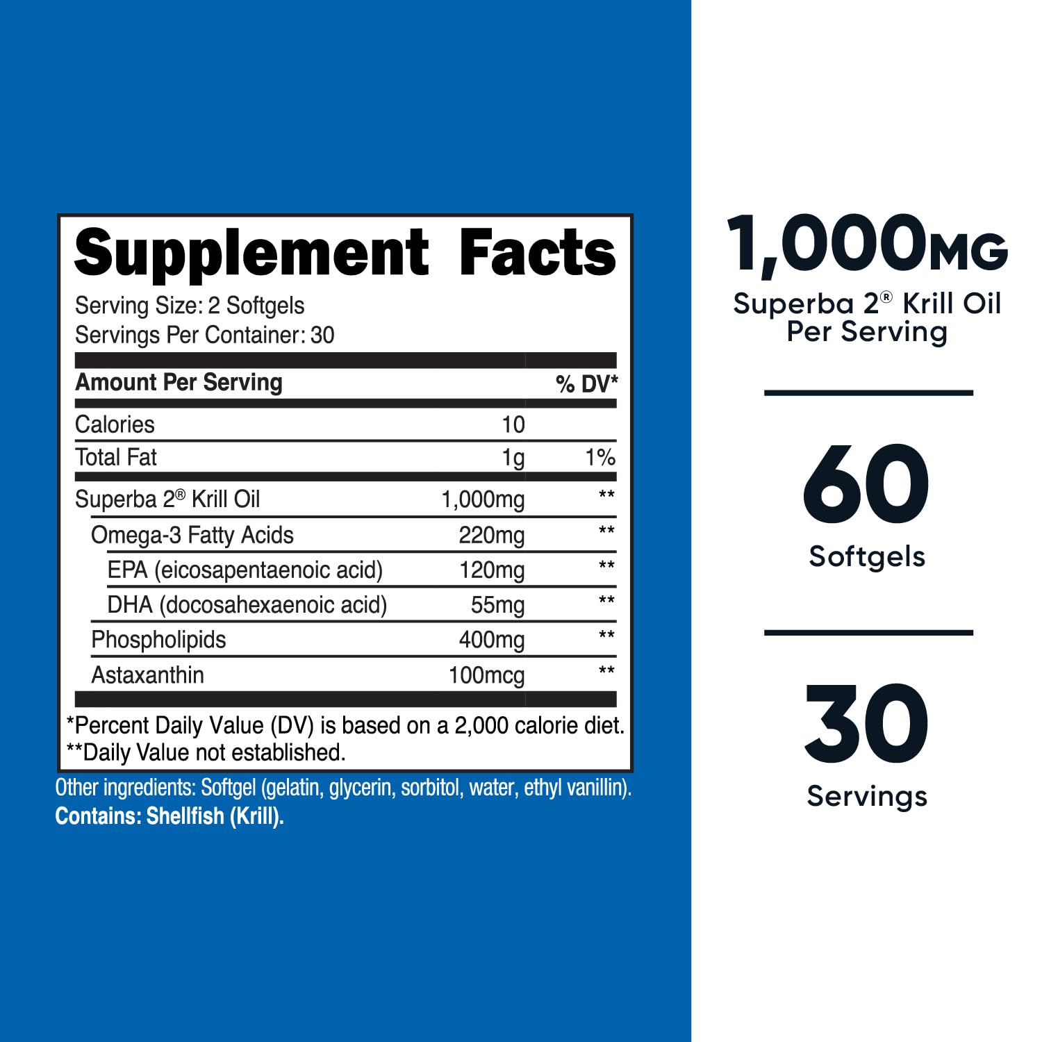 Foto 3 pulgar | Suplemento Nutricost De Aceite De Krill, 1000 Mg, 60 Cápsulas Blandas Con Omega 3 - Venta Internacional.