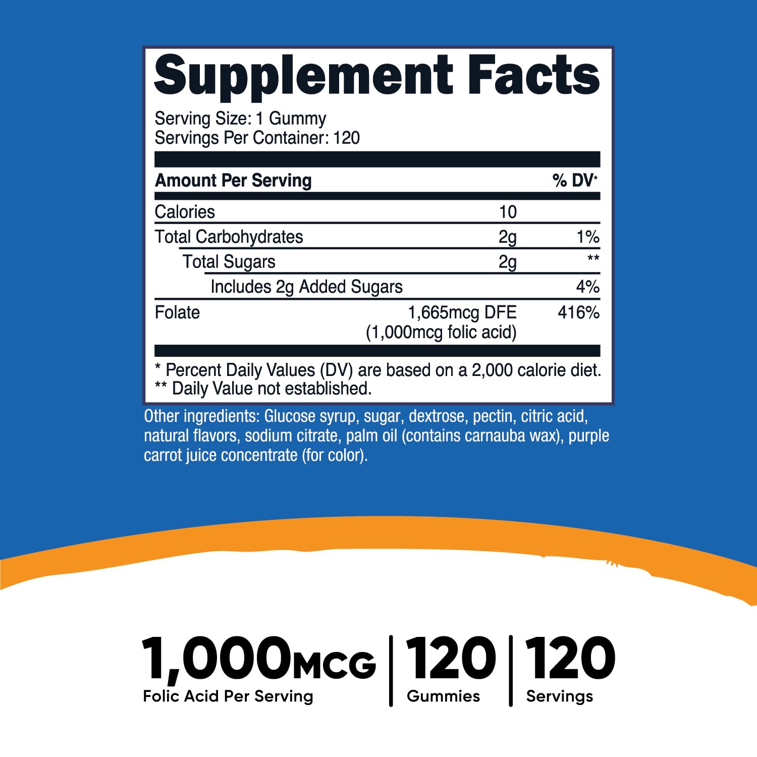 Foto 3 pulgar | Suplemento De Ácido Fólico Nutricost Gomies, 1 Mg, 120 Porciones - Venta Internacional.