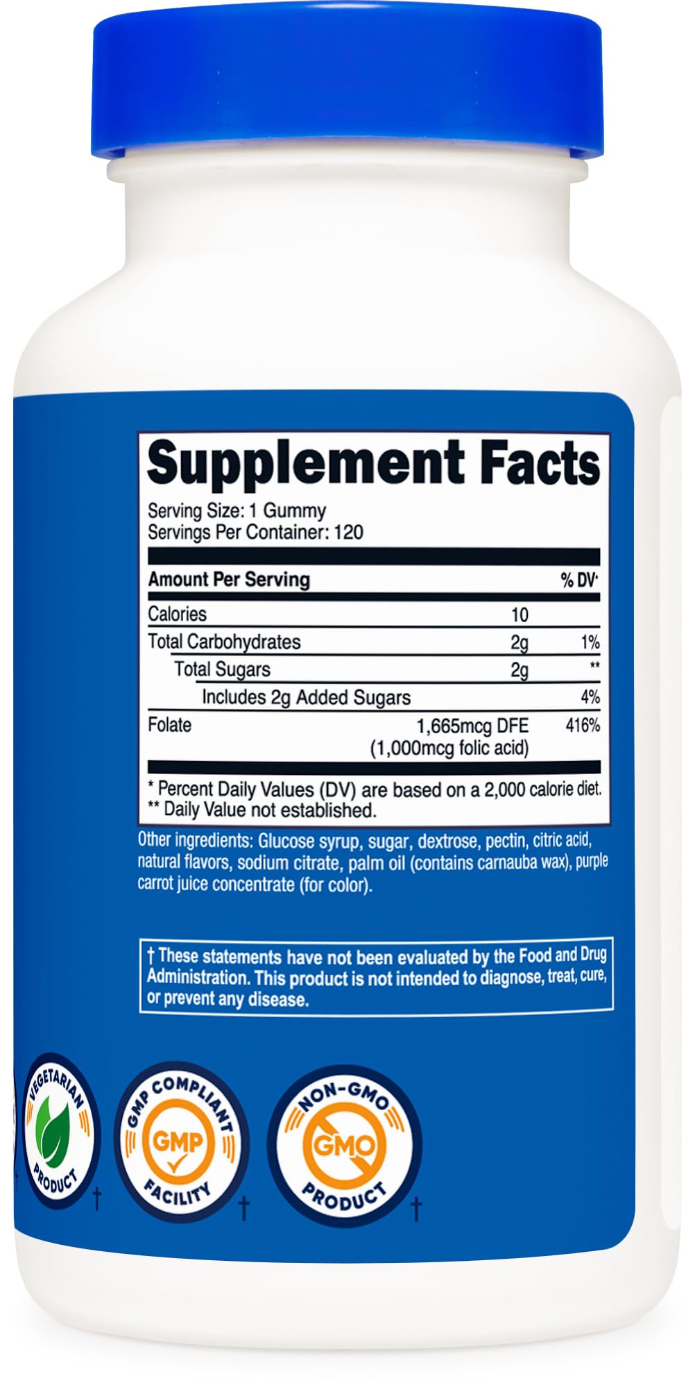 Foto 6 pulgar | Suplemento De Ácido Fólico Nutricost Gomies, 1 Mg, 120 Porciones - Venta Internacional.