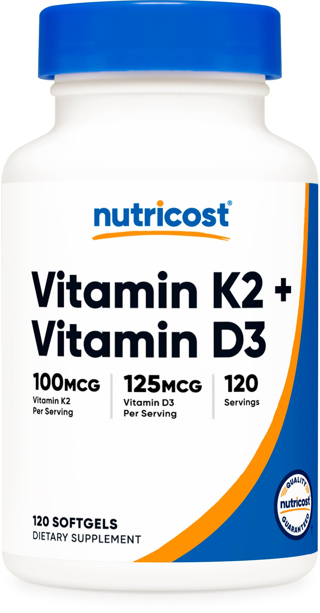 Suplemento Nutricost De Vitamina K2 (mk7) 100 Mcg Más Vitamina D3 5000 Ui - Venta Internacional.