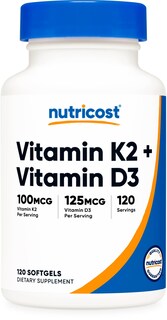 Foto 1 | Suplemento Nutricost De Vitamina K2 (mk7) 100 Mcg Más Vitamina D3 5000 Ui - Venta Internacional.