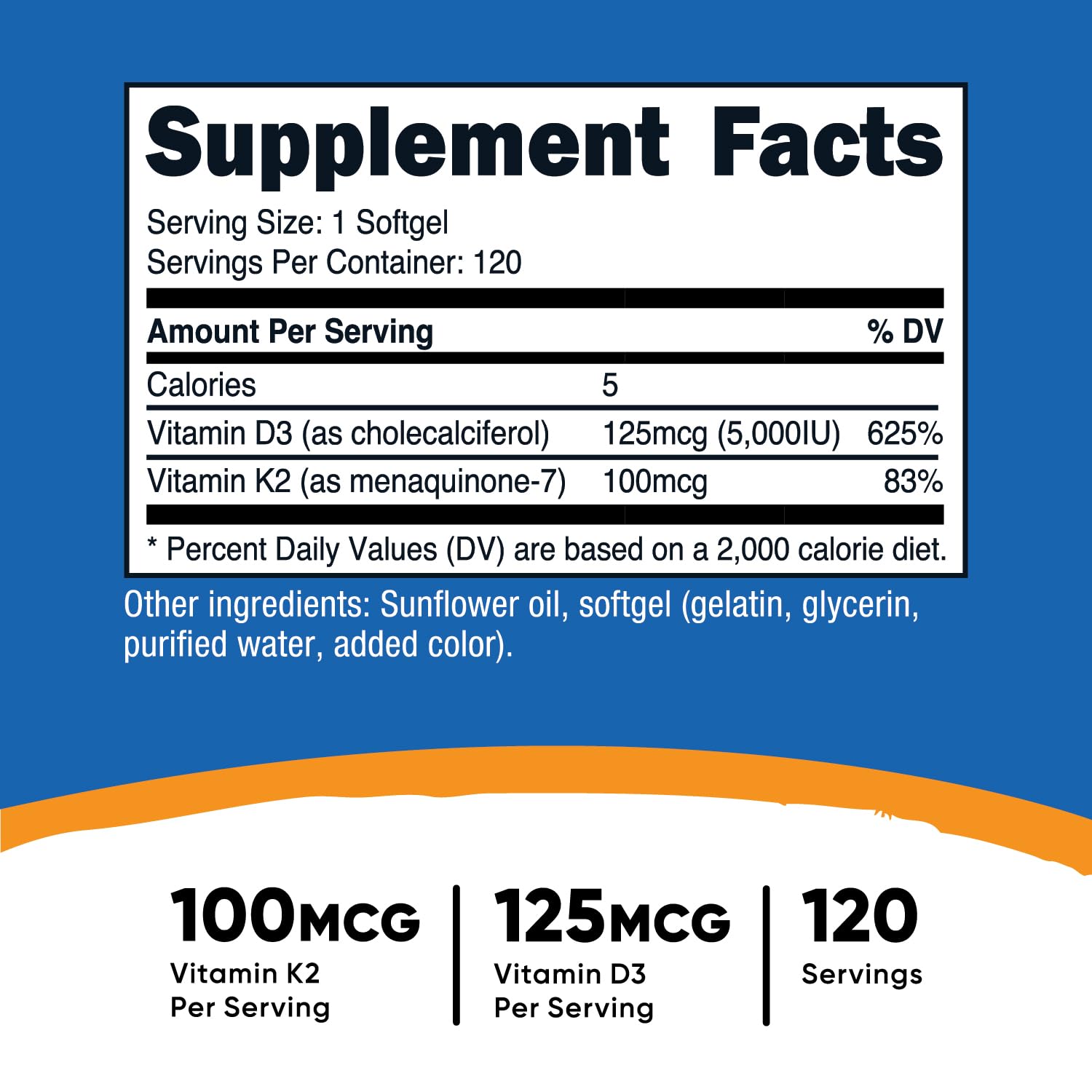 Foto 3 pulgar | Suplemento Nutricost De Vitamina K2 (mk7) 100 Mcg Más Vitamina D3 5000 Ui - Venta Internacional.
