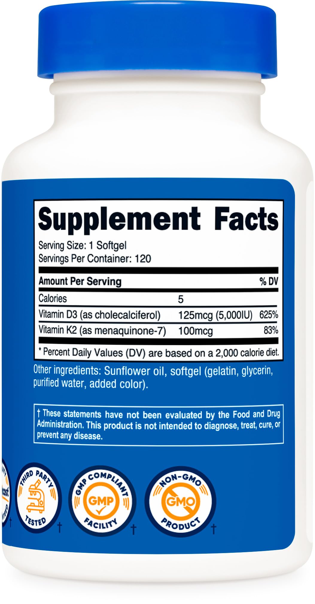 Foto 6 pulgar | Suplemento Nutricost De Vitamina K2 (mk7) 100 Mcg Más Vitamina D3 5000 Ui - Venta Internacional.