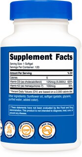 Foto 5 | Suplemento Nutricost De Vitamina K2 (mk7) 100 Mcg Más Vitamina D3 5000 Ui - Venta Internacional.