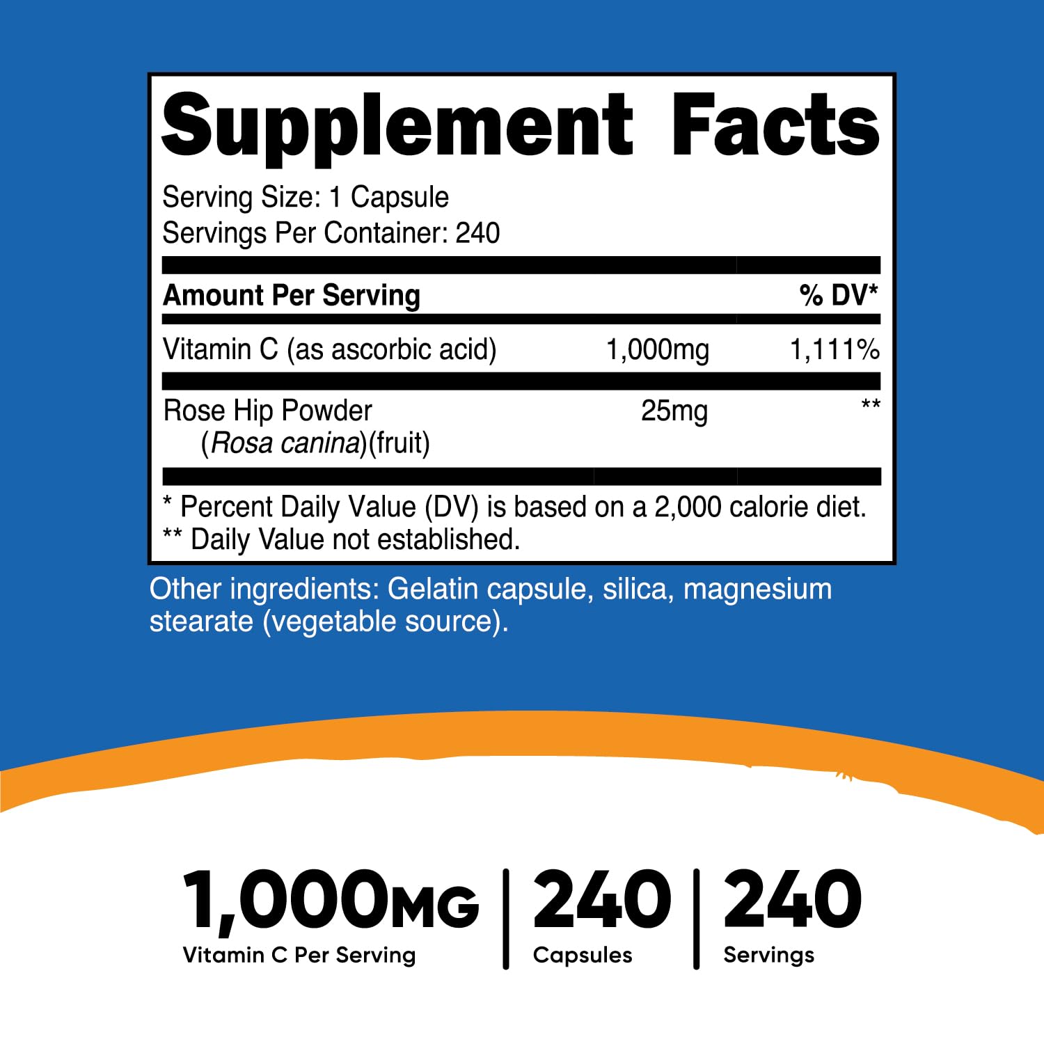 Foto 2 | Suplemento Nutricost De Vitamina C Con Escaramujo, 1025 Mg, 240 Cápsulas - Venta Internacional.